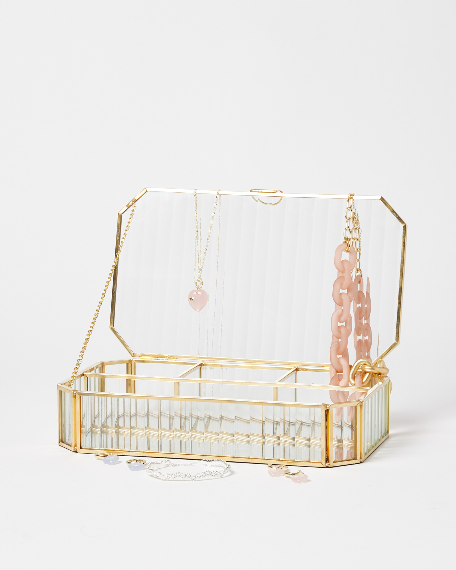 Loire Gold Tone & Glass Jewellery Box