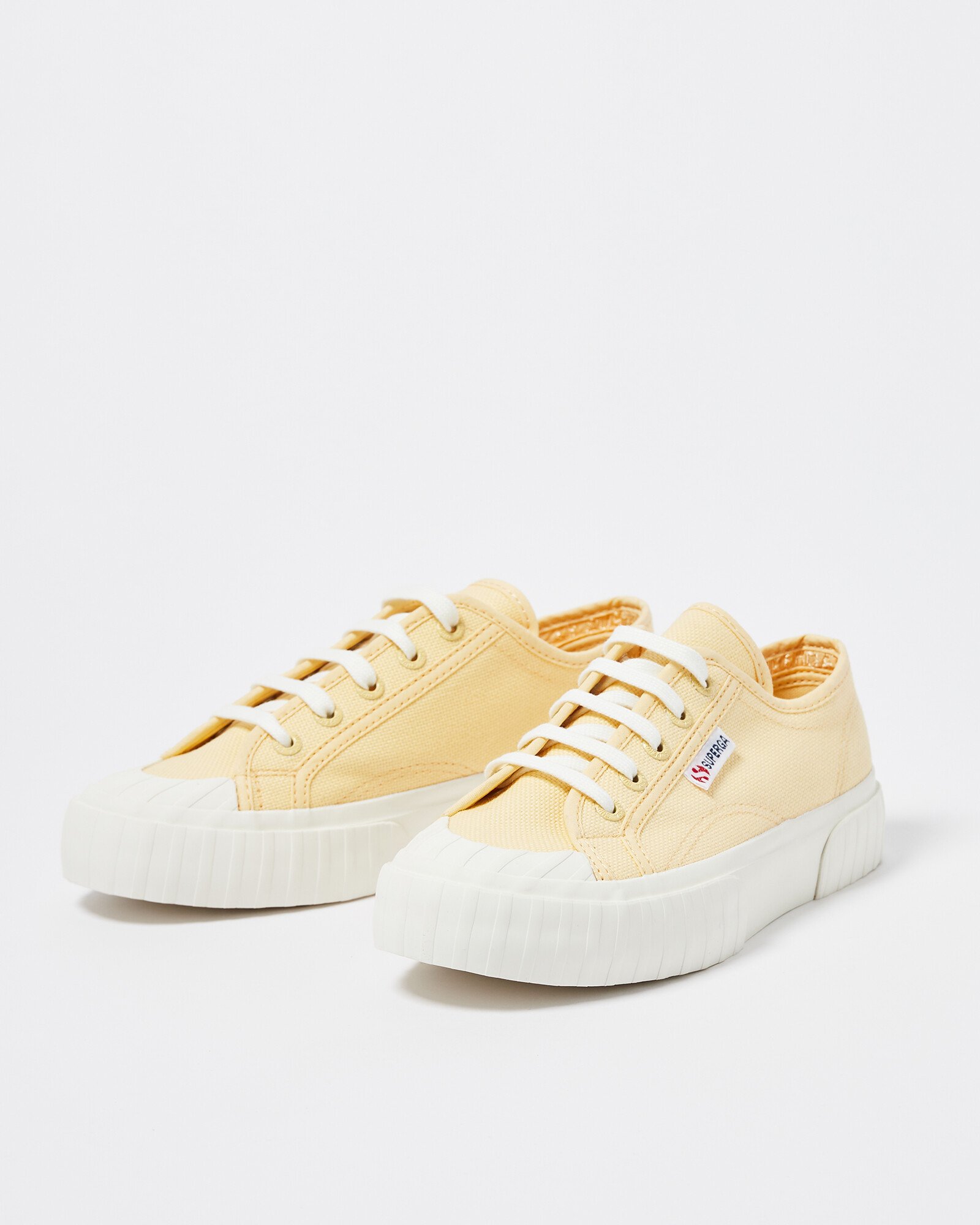 Superga 2630 Stripe Yellow Cotton Trainers, size UK 6.5