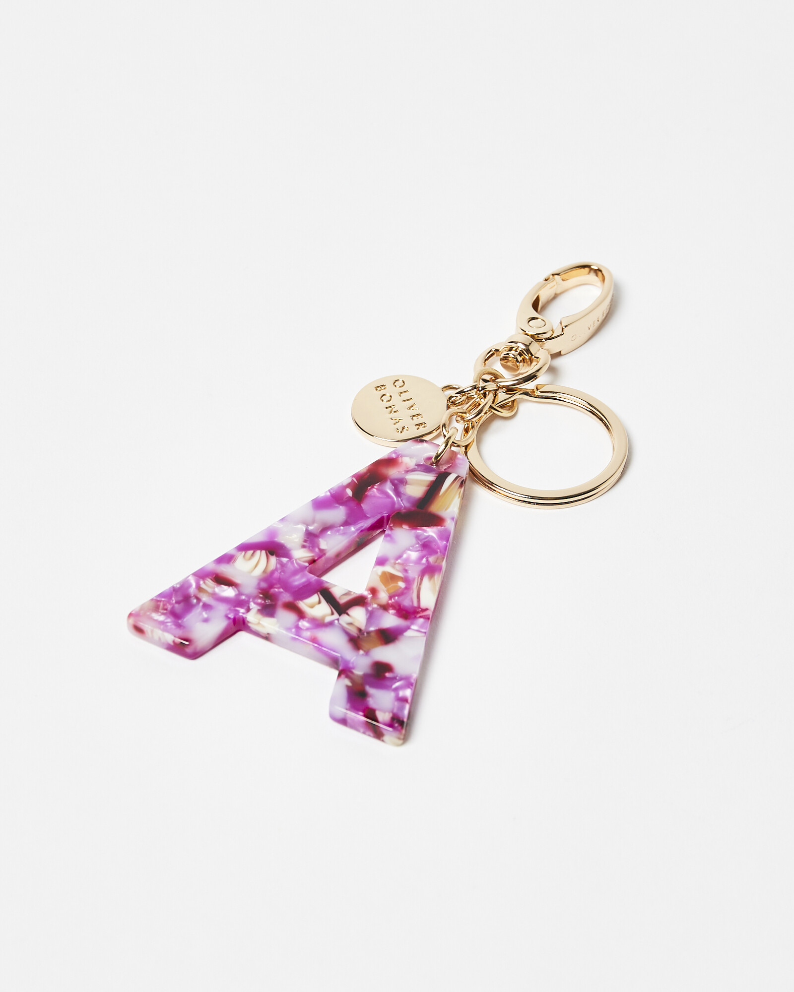 Alphabet Pink Faux Tortoiseshell Initial Keyring, size One size