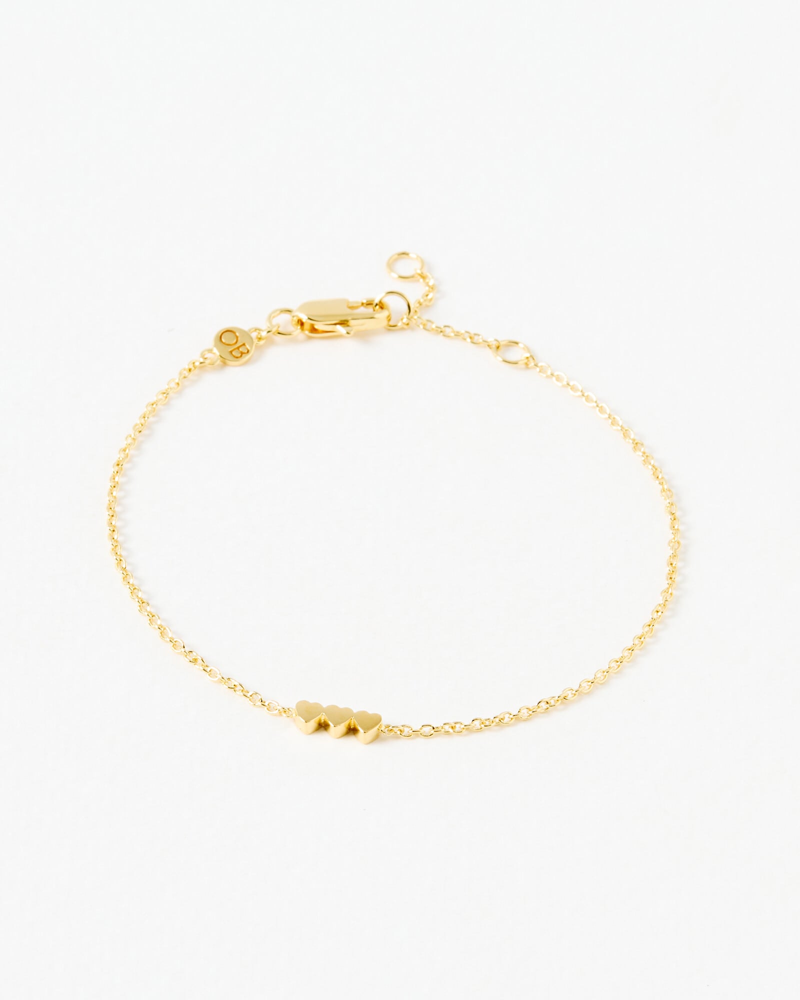 Triple Heart Gold Plated Chain Bracelet