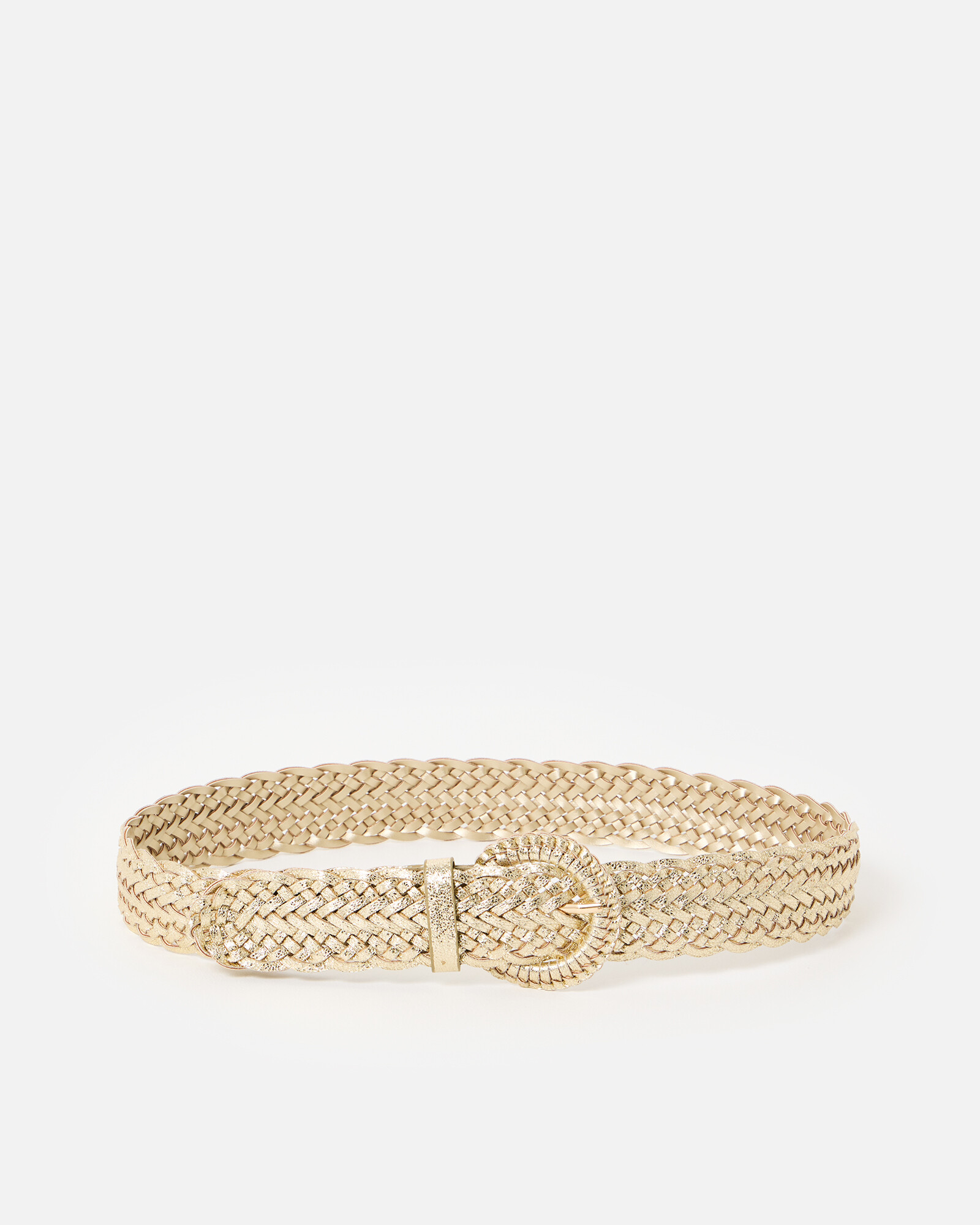 Gold Metallic Braided Weave Jeans Belt, size Medium