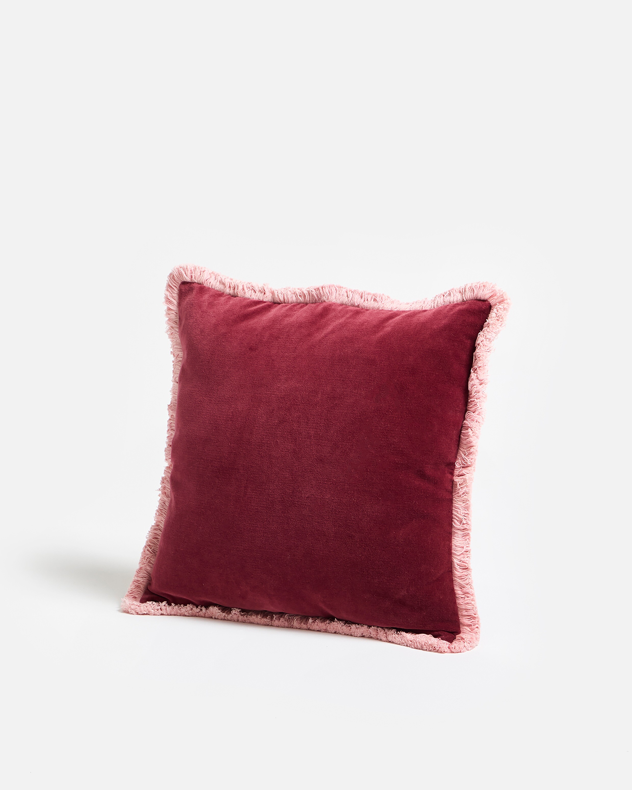 Issey Burgundy Velvet Fringed Cushion Cover 45x45cm