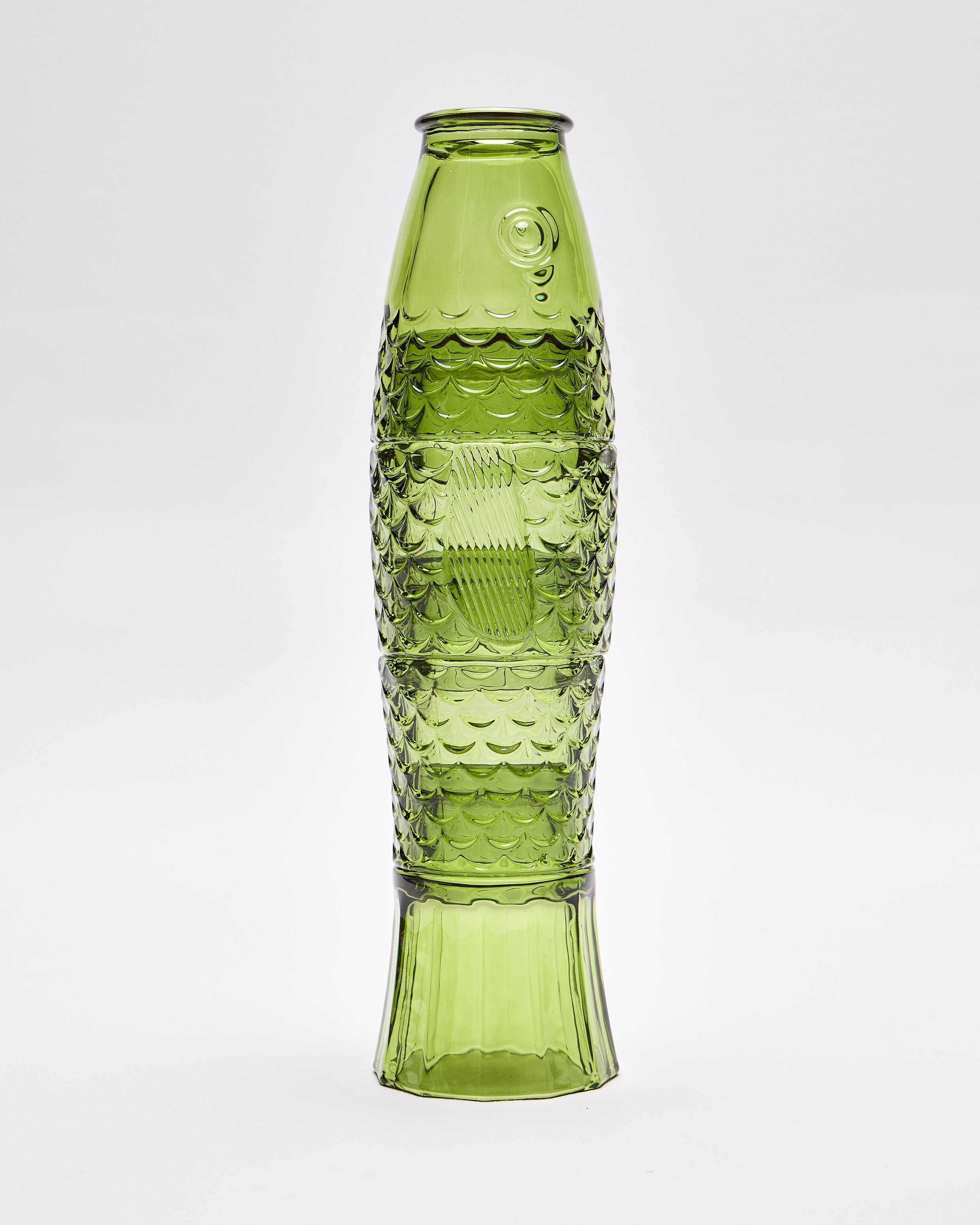 Fish Green Glass Stacking Tumblers Set of Four